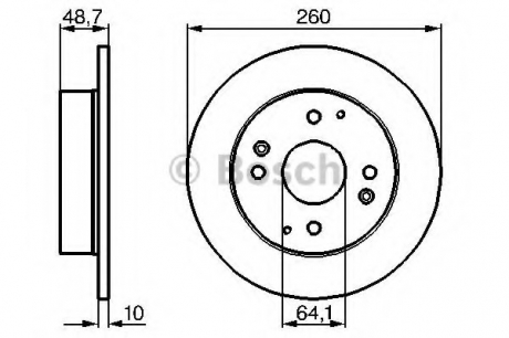 0986478172 Bosch Тормозной диск задний HONDA Accord; ROVER 620/623 93- (260*10)