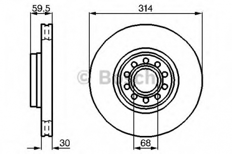 0986478617 Bosch Тормозной диск передний (вентил.) AUDI A6/A8 94-02 (314*30)