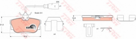 GDB1369 TRW Комплект тормозных колодок, дисковый тормоз