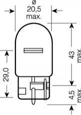 4052899324244 OSRAM Лампа накаливания W21W 12V 21W W3x16d