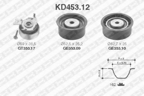 KD453.12 NTN SNR Рем. Комплект ГРМ: ремінь + ролики