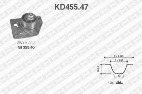 KD455.47 NTN SNR Комплект (ремінь+ролики)