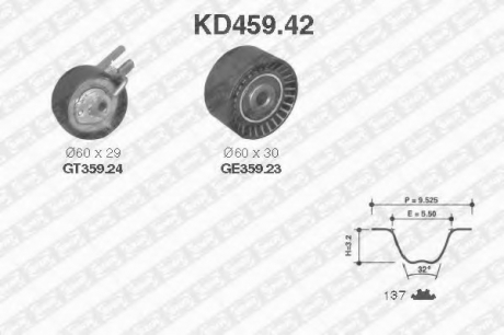 KD459.42 NTN SNR Комплект (ремінь+ролики)
