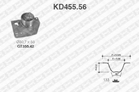 KD455.56 NTN SNR Рем. Комплект ГРМ: ремень + ролики