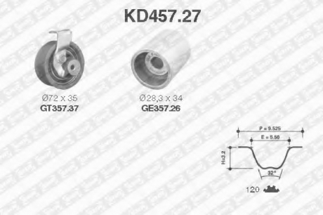 KD457.27 NTN SNR Рем. Комплект ГРМ: ремень + ролики