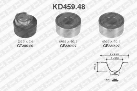 KD459.48 NTN SNR Рем. Комплект ГРМ: ремень + ролики