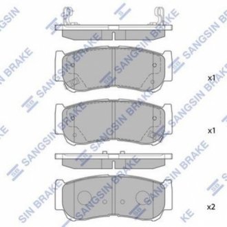 SP1178 Hi-Q  Колодка гальм. диск. HYUNDAI H-1, SANTA FE задн. (вир-во SANGSIN)