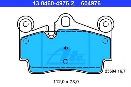 13.0460-4976.2 ATE Комплект гальмівних колодок з 4 шт. дисків