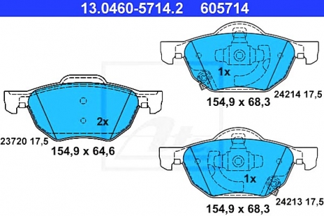 13.0460-5714.2 ATE Гальмівні колодки, дискові