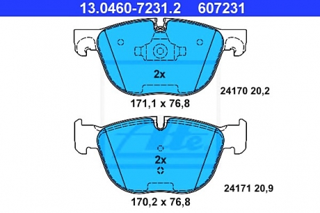 13.0460-7231.2 ATE Комплект гальмівних колодок з 4 шт. дисків