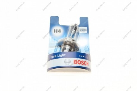 1987301001 Bosch Лампа розжарювання H4 12V 60/55W P43t PURE LIGHT (вир-во Bosch)