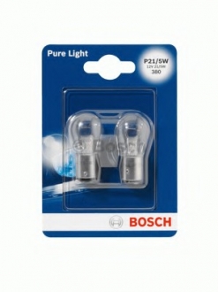 1987301016 Bosch Лампа розжарювання P21/5W 12V 21/5W PURE LIGHT (blister 2 шт) (вир-во Bosch)
