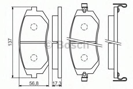 0986494558 Bosch Комплект тормозных колодок, дисковый тормоз