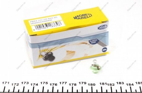 002053100000 MAGNETI MARELLI Лампа розжарювання PBX4 12V 2W BX8.4D (вир-во Magneti Marelli)