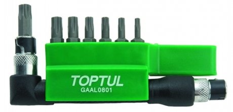 GAAL0801 Toptul Набор бит 1/4" TORX T10H-T40H + Гобр.перех. 8ед. GAAL0801(TOPTUL)