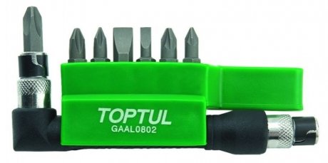 GAAL0802 Toptul Набор бит 1/4" + Гобр.перех. 8ед. GAAL0802(TOPTUL)