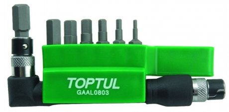 GAAL0803 Toptul Набор бит 1/4" HEX 2-8мм + Гобр.перех. 8ед. GAAL0803(TOPTUL)