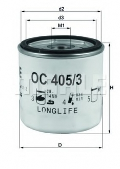 OC405/3 MAHLE Фильтр масляный двигателя OPEL ASTRA G, H, VECTRA C 1.4-2.0 98- (пр-во KNECHT-MAHLE)