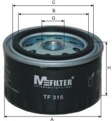 TF315 MFILTER Фильтр масляный двигателя DACIA, RENAULT (пр-во M-Filter)