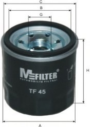 TF45 MFILTER Фильтр масляный двигателя MAZDA, NISSAN, RENAULT (пр-во M-FILTER)