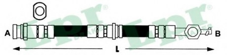6T48097 LPR Шланг тормозной TOYOTA AVENSIS (T25), COROLLA (E12J, E12T) передн. прав. (пр-во LPR)