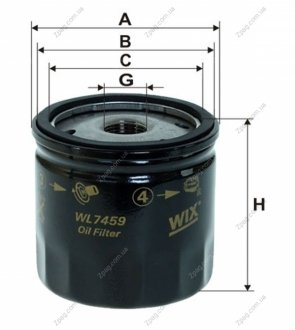 WL7459 WIXFILTRON Фильтр масляный двигателя WL7459/629/1 (пр-во WIX-Filtron)