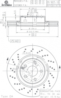 09.9825.11 Brembo Тормозной диск