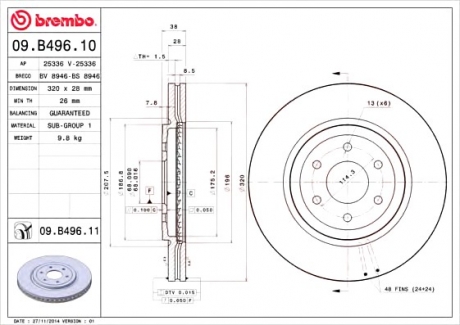 09.B496.10 Brembo Тормозной диск Brembo
