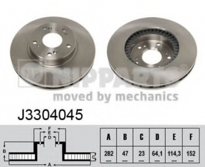 J3304045 Nipparts  Диск тормозной Honda CIVIC VII; VIII; CR-V -06; FR-V 05- (пр-во Nipparts)