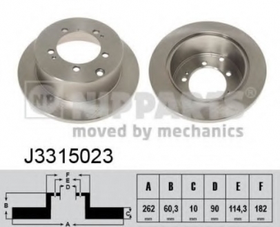 J3315023 Nipparts  Диск тормозной Mitsubishi OUTLANDER 03-; LANCER 03- (пр-во Nipparts)