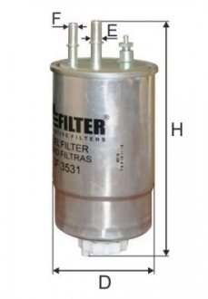DF3531 MFILTER Фильтр топливный FIAT DOBLO 1.3 D, DUCATO 2007 2.0-3.0 JTD 06- (пр-во M-FILTER)