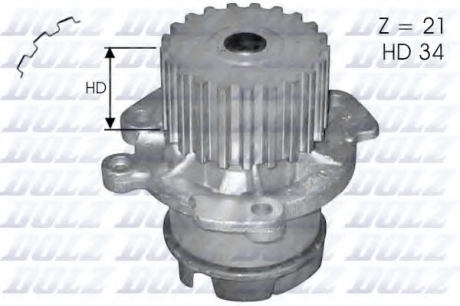 L124 DOLZ Водяной насос Dolz LADA 110-112 (квадрат.зуб)