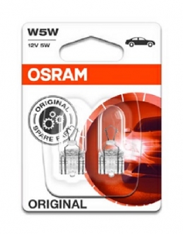 2825-02B OSRAM Лампа вспомогат. освещения W5W 12V 5W W2,1X9,5d ORIGINAL LINE (2 шт) blister (пр-во OSRAM)