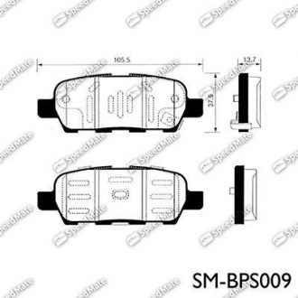 SM-BPS009 SpeedMate Колодки тормозные дисковые NISSAN QASHQAI, TIIDA, X-TRAIL задн. (пр-во SPEEDMATE, Korea)