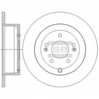 SD1082 Hi-Q  Диск гальмівний HYUNDAI SANTA FE 2.7 (4X4, V6 GLS, V6 GLS 4X4) задн. (вир-во SANGSIN)