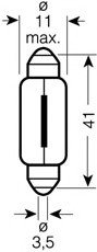 6411-02B OSRAM Лампа софитная вспомогат. освещения C10W 12V 10W SV8.5-8 (2 шт) blister (пр-во OSRAM)