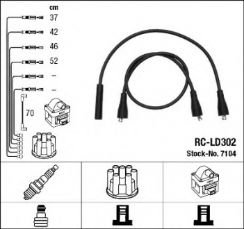 RC-LD302 NGK Дріт запалювання (код 7104) ВАЗ 2101-099 (1200-1600),Таврія 1,1;1,3 (вир-во NGK)