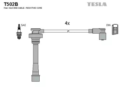 T502B TESLA  Комплект кабелів високовольтних