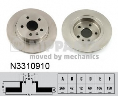 N3310910 Nipparts  Диск тормозной Chevrolet CRUZE 09-; Opel ASTRA J 09-; MOKKA (пр-во Nipparts)