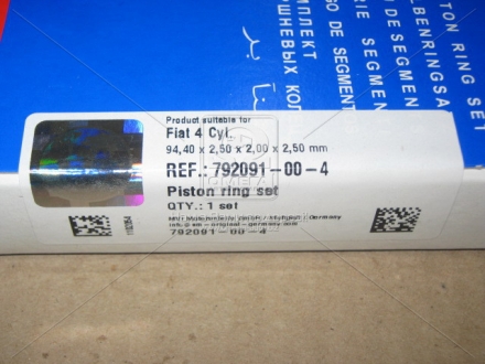 792091-00-4 SM MVI Кільця поршневі компл. на 4 поршні FIAT 2,8 TD 94,40 2,50 x 2,00 x 2,50 mm (вир-во SM)