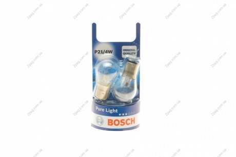 1 987 301 015 Bosch Лампа розжарювання P21/4W 12V 21/4W PURE LIGHT (blister 2шт) (вир-во Bosch)