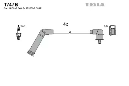 T747B TESLA  Комплект кабелів високовольтних