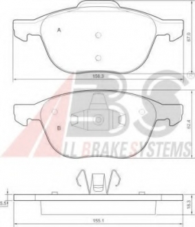 37422 A.B.S  Колодка торм. FORD/MAZDA/VOLVO FOCUS/C-MAX/3/C30/S40 передн. (пр-во ABS)