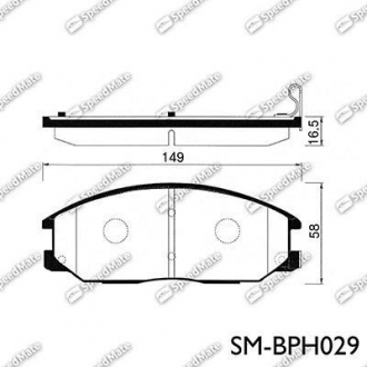 SM-BPH029 SpeedMate Колодки гальмівні дискові (F) HYUNDAI SANTA FE (вир-во SPEEDMATE, Korea)