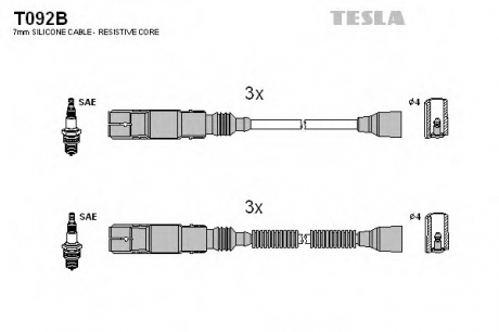 T092B TESLA  Комплект кабелів високовольтних