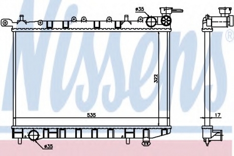 62974 Nissens Радиатор охлаждения NISSAN ALMERA (N15) (95-) 1.6 i 16V (пр-во Nissens)