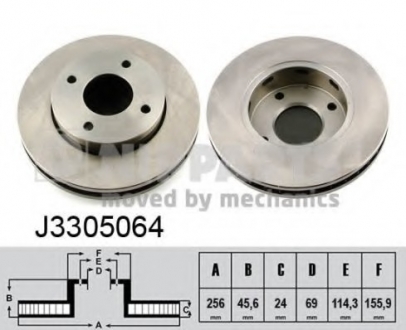 J3305064 Nipparts  Диск тормозной Mitsubishi COLT 04-; Smart FORFOUR 04- (пр-во Nipparts)