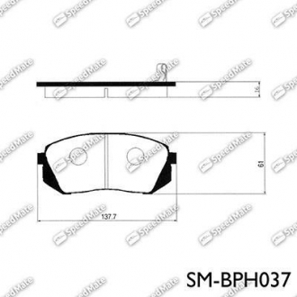 SM-BPH037 SpeedMate Колодки гальмівні дискові HYUNDAI CARENS, KIA Sportage передн. (вир-во SPEEDMATE, Korea)