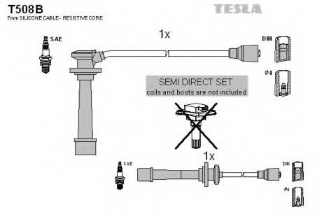 T508B TESLA  Комплект кабелів високовольтних