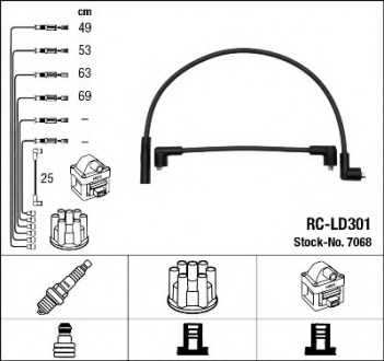 RC-LD301 NGK Провода зажигания (код 7068) ВАЗ 2108,09,099 (1100-1500)(пр-во NGK)